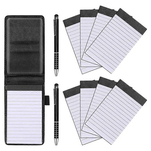 11 Pcs Mini Poche Bloc-Notes Titulaire Pu En Cuir Business Notebook Inclus 2 Pcs Stylo En Métal 8 Pcs Refil