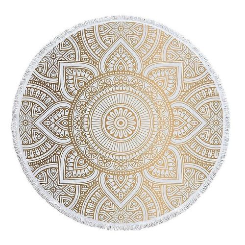 Serviette De Plage Ronde En Microfibre Mandala Serviette De Plage Hippie Bohème Avec Pompons Couverture Enveloppante Surdimensionnée Tr
