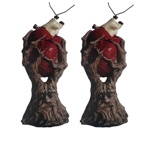 Lot De 2 Ornements D'halloween En Forme De Coeur Anatomique Rouge, Statue D'arbre, Décoration De Bureau D'horreur