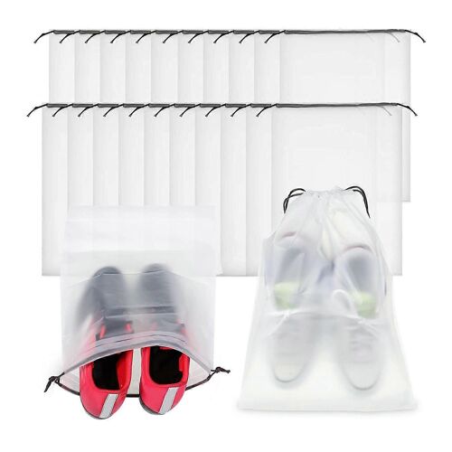 50 Pièces Sacs De Chaussures Translucides Pour Le Stockage De Voyage Emballage Sacs À Cordon De Serrage Transparents Sac À Chaussures Portable
