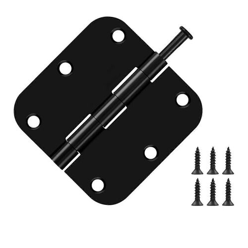 Paquet de 6 charnières de porte noires pour portes 3 1/2 charnières de porte intérieures Charnières noires pour portes rondes de 3,5 pouces