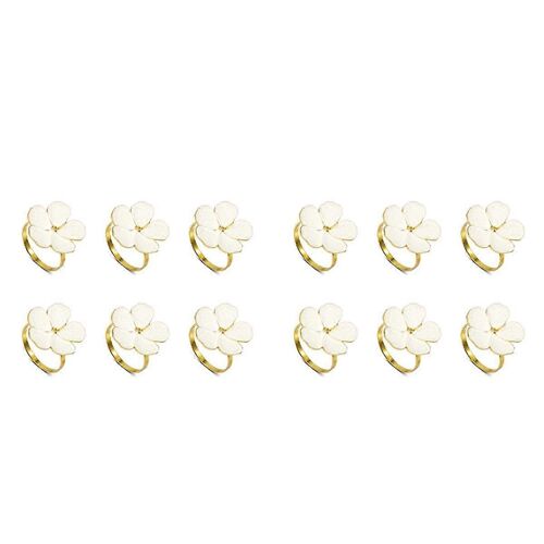 Ronds De Serviette Lot De 12 Ronds De Serviette Supports Fleurs Blanches Boucles De Serviette Porte-Serviettes Élégants Pour