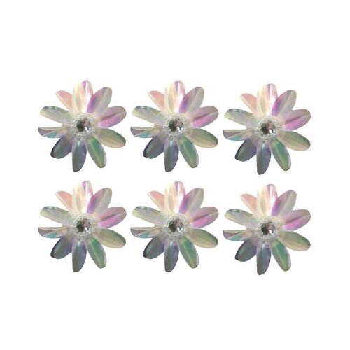 6 Pcs Nacré 2 1/2 Pouces Sequin Fleurs Strass Perles Applique,Cristal Perlé Fleur Appl