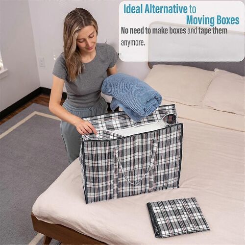 Stripe Sac tissé Stockage Extra-capacité Sacs de déménagement Vêtements Quilt Couverture Emballage Bagages Emballage Zipper Tote