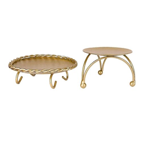 Bougeoir Bougeoirs Or Bougeoirs Ensemble de 2 Décoratif Fait Main Pilier Plaque Bougie Porte-Bougie Pièce Maîtresse LED & Cire Bougies Piédestal Porte-Bougie