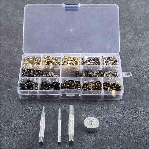 Kit De 100 Boutons-Pression En Cuir, Boutons-Pression En Métal De 12,5 Mm Boutons-Pression Boutons-Pression, Boutons-Pression En Cuir De 4 Couleurs