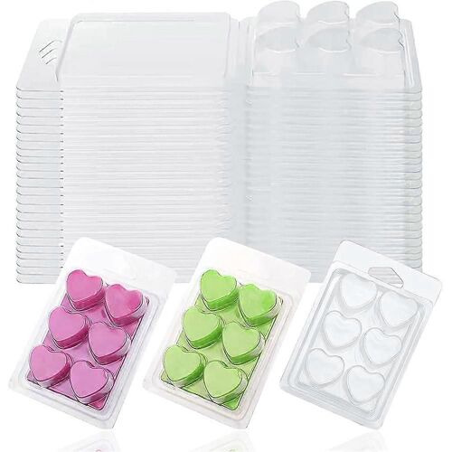 30 Paquets Cire Fondue Coquilles Moules,Cire Fondue Coquilles Cire Fondre Amour Coeur Plateau Récipients Pour Mèche