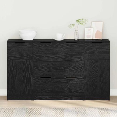 vidaXL Buffet 3 pcs Chêne noir 121 x 30 x 70 cm Bois d'ingénierie