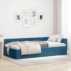 Vidaxl Cadre De Lit D'angle Autre Avec Tête De Lit Bleu 100 X 200 Cm
