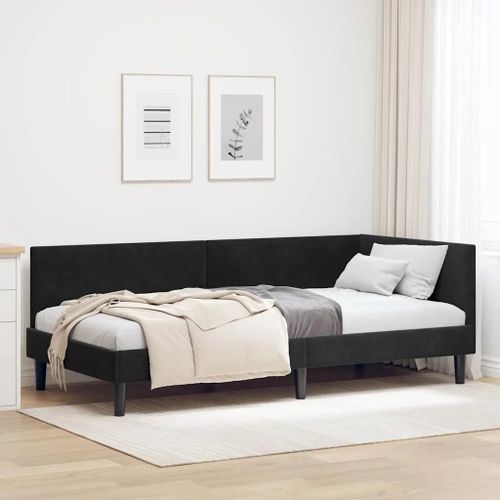 Vidaxl Cadre De Lit D'angle Autre Avec Tête De Lit Noir 90 X 190 Cm