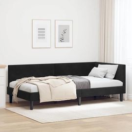 vidaXL Cadre de lit d'angle Autre avec tête de lit Noir 90 x 190 cm