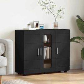 Vidaxl Buffet Avec Étagère Noir 55.5 X 29 X 100 Cm Bois D'ingénierie