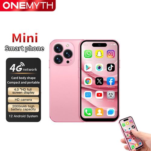 M17 Pro 4G Mini Smartphone 4.0 pouces Android 12.0 2GB 16GB 2MP/5MP Bluetooth 5.0 2000mAh Reconnaissance faciale Rose