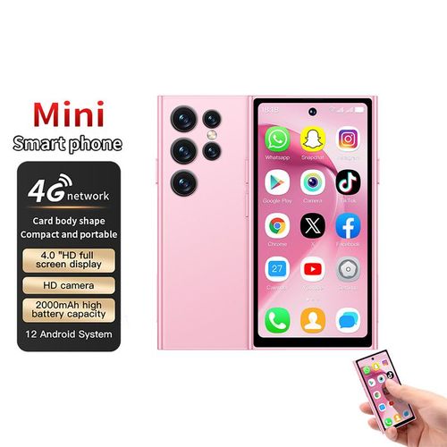 S26 Pro 4G Mini Smartphone 4.0 pouces Android 12.0 2GB 16GB 2MP/5MP Bluetooth 5.0 2000mAh Reconnaissance faciale Rose