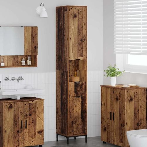 Vidaxl Meuble De Salle De Bain Haut Bois Ancien 31.5 X 33 X 190 Cm