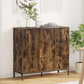 Vidaxl Buffet Chêne Fumé 89,5 X 33 X 82 Cm Bois D'ingénierie