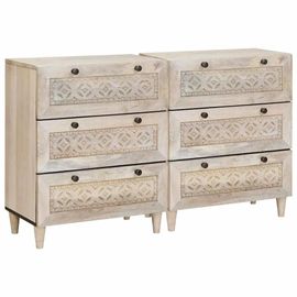 Vidaxl Buffet 2 Pcs Blanc 60 X 33 X 75 Cm Bois De Manguier Massif
