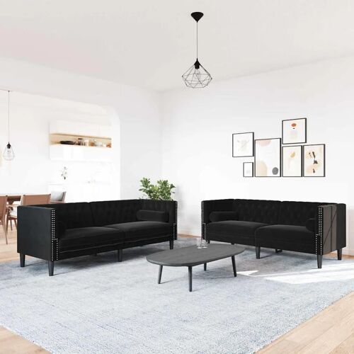 Ensemble de Canapés 2 pcs Noir Velours
