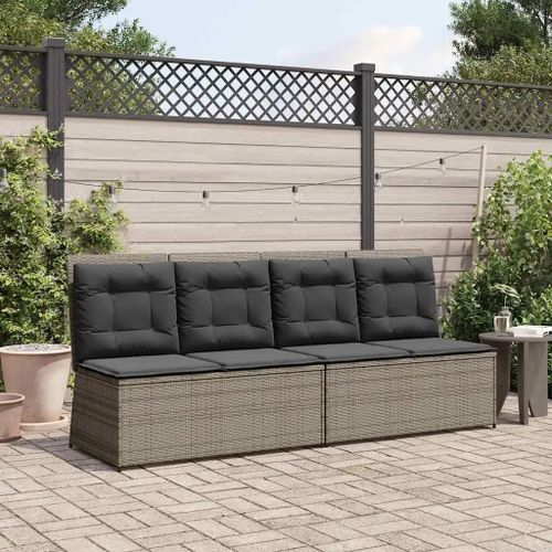 Vidaxl Banc De Jardin Avec Coussin Gris Poly Rotin
