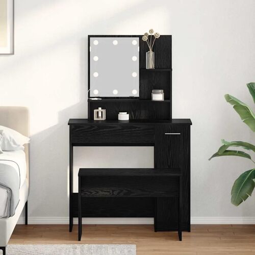 Vidaxl Ensemble De Coiffeuse Avec Tiroir Chêne Noir 86.5 X 35 X 136 Cm