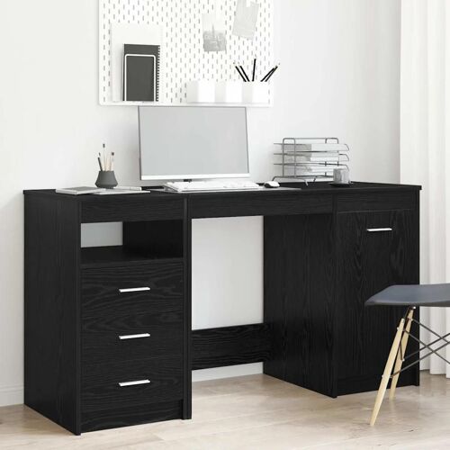 vidaXL Bureau avec porte Chêne noir 140 x 50 x 76 cm Bois d'ingénierie