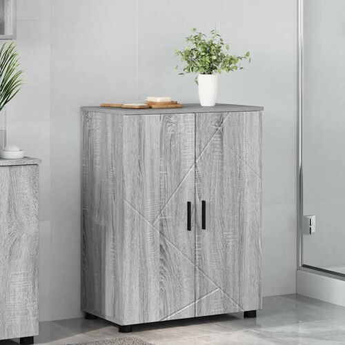 vidaXL Cabinet de salle de bain avec porte Sonoma gris 60 x 35 x 80 cm