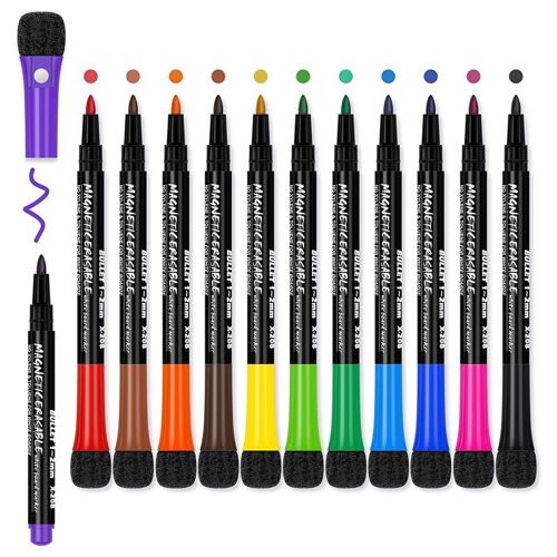 Ensemble De Marqueurs Pour Tableau Blanc Vibrants - 12 Couleurs Avec Effaceurs