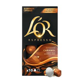 Boîte lot de 10 capsules de café l'or arome saveur parfum caramel pour machine à café cafetière Nespresso (dosettes aluminium)