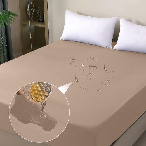 TIANYI-Protège-matelas imperméable, 120 x 200 cm, Drap-housse, housse de matelas imperméable et respirante, protection contre l'humidité, pour toutes les saisons, beige