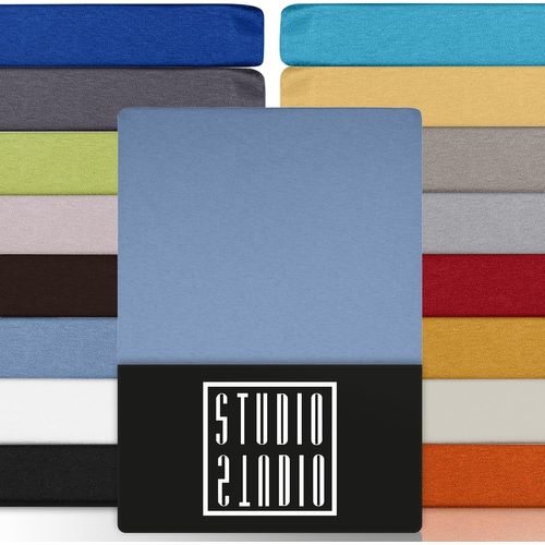 Tianyi-Basic Drap Housse 180x200 Cm, 100% Coton Peigné, Certifié Oeko-Tex 100, Qualité De Marque, Drap De Matelas 180 X 200 Jusqu'à 25 Cm, Bleu Moyen