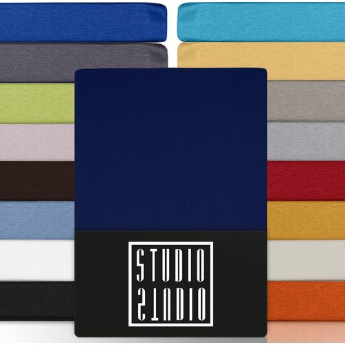 Tianyi-Basic Drap Housse 180x200 Cm, 100% Coton Peigné, Certifié Oeko-Tex 100, Qualité De Marque, Drap De Matelas 180 X 200 Jusqu'à 25 Cm, Bleu Foncé