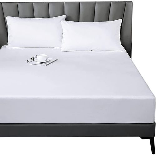 Tianyi-Drap Housse, 180 X 200 Cm 100% Coton 300 Fils/Cm² Drap Housse Doux Et Respirant, Blanc