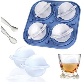 Tianyi-Moule À Glaçons En Silicone - Grand Moule À Glaçons 3d - Avec Couvercle - Réutilisable - Facile À Démouler - Pour Glace, Whisky, Cocktail, Jus (1, Bleu 4)