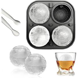 Tianyi-Moule À Glaçons En Silicone - Grand Moule À Glaçons 3d - Avec Couvercle - Réutilisable - Facile À Démouler - Pour Glace, Whisky, Cocktail, Jus (1, Étoile De La Mort 4)