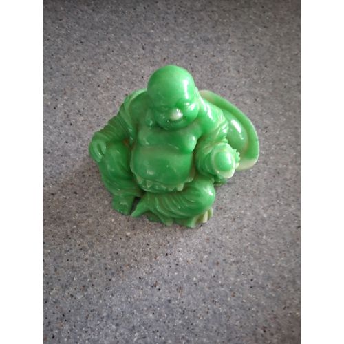 bouddha rieur vert en résine "porte plat"