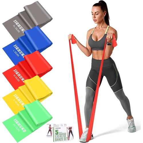 Kalanka-5 Pcs Bande Elastique Musculation, 1.5m Elastique Sport En Tpe Bande De Resistance Musculation Bande Elastique Fitness Pour Pilates Yoga Sport Maison Gym