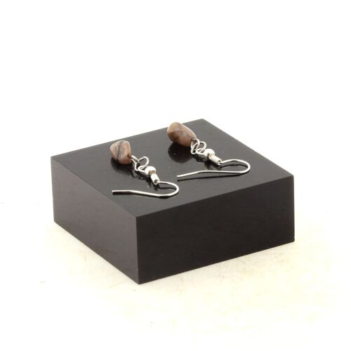 Boucles D'oreilles 1 Perle Andalousite Des Usa En Acier Inoxydable. Fabriqué En France.