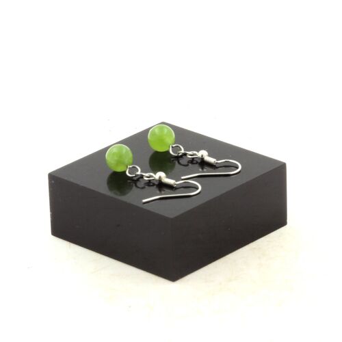 Boucles D'oreilles 1 Perle Péridot 8 Mm En Acier Inoxydable. Fabriqué En France.