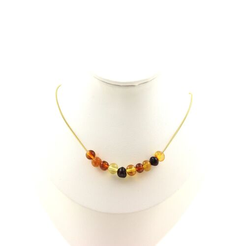 Collier 10 Perles Ambre Véritable De La Mer Baltique. Chaine En Acier Collier Femmes, Hommes. Taille Personnalisable.