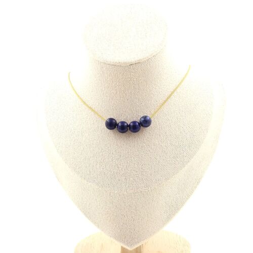 Collier 4 Perles Lapis Lazuli Du Pakistan Qualité 5a 8 Mm. Chaine En Collier Femmes, Hommes. Taille Personnalisable.
