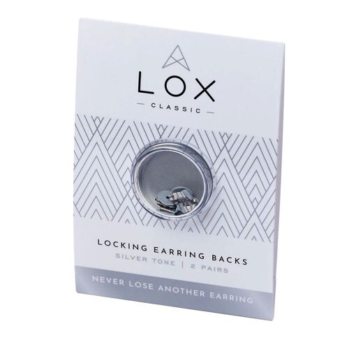 Fermoir Sécurisé Boucles D'oreille Hypoallergénique Lox. Couleur Argent. 2 Paires.