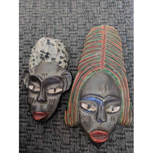 Masque Polychrome En Terre Cuite Peinte Afrique De L'Ouest