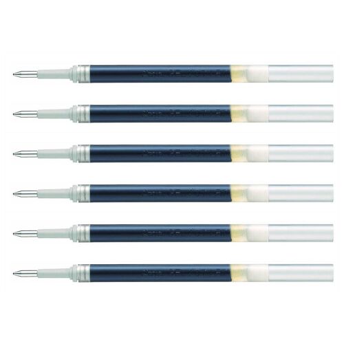 Pentel Lot De 6 Recharges Lr7 Pour Roller Energel Liquide Pte 0,7 Tracé 0,35 Mm Vert