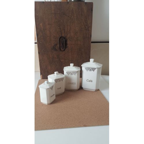 Lot De 4 Pots À Épices Porcelaine Tchécoslovaque Vintage