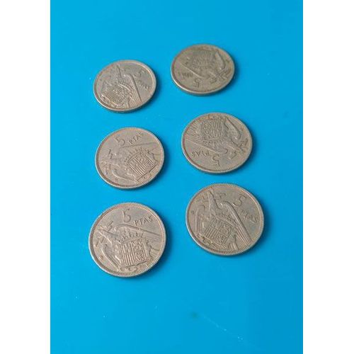 Lot De 6 Pièces Espagne – 5 Pesetas Franco & Juan Carlos I