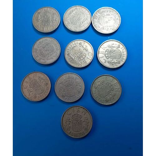Lot De 10 Pièces Anciennes Espagne – 100 Pesetas Juan Carlos I