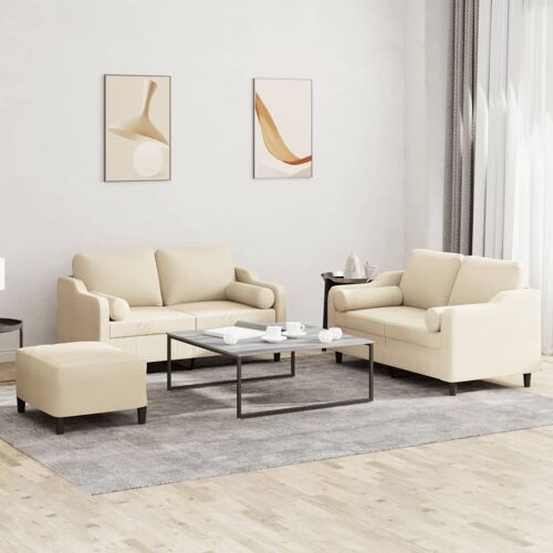 vidaXL Ensemble de canapés 3 pcs avec coussins crème tissu