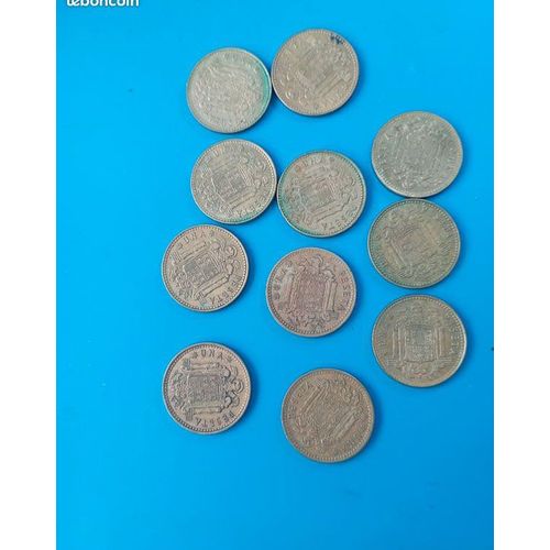 Lot De 11 Pièces Espagnoles Anciennes – 5 Pesetas Franco & Juan
