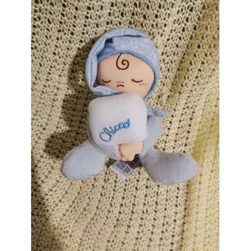 Doudou Lutin Yeux Fermés Bleu Oreiller Bonnet Scratch Chicco
