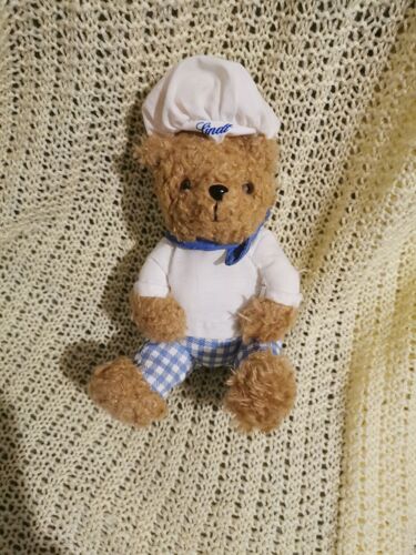 Peluche Ours Beige Cuisiner Blanc Vichy Bleu Fermeture Lindt